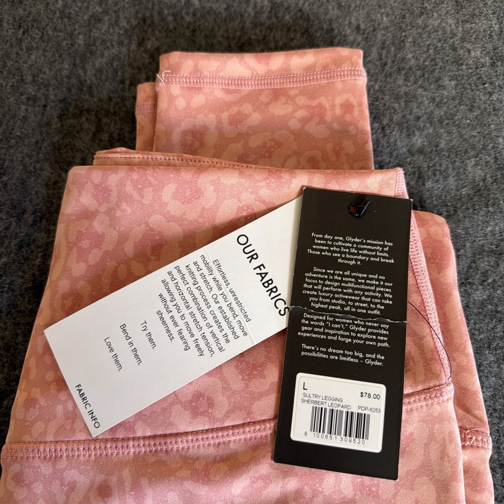 New Glyder Sultry Sherbert Leopard Leggings High Waisted Wicking Large Sold Out - Picture 13 of 13